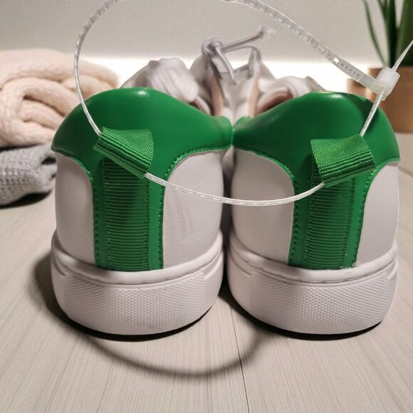 Kate Spade white LACE green leather sneakers WOMEN size 8.5 - Picture 2 of 5